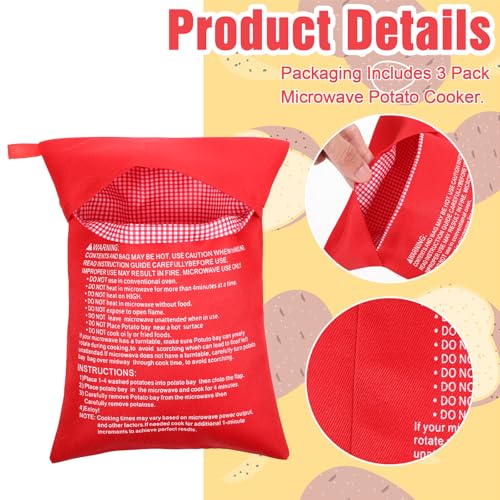 Cobee 4 Stück Kartoffelsack Mikrowelle, Mikrowellen Kartoffelbeutel Kartoffel Tasche Wiederverwendbare Gebackene Kartoffelkocher Kochtasche Mikrowelle Kartoffel Express Für Süßkartoffel Mais Usw