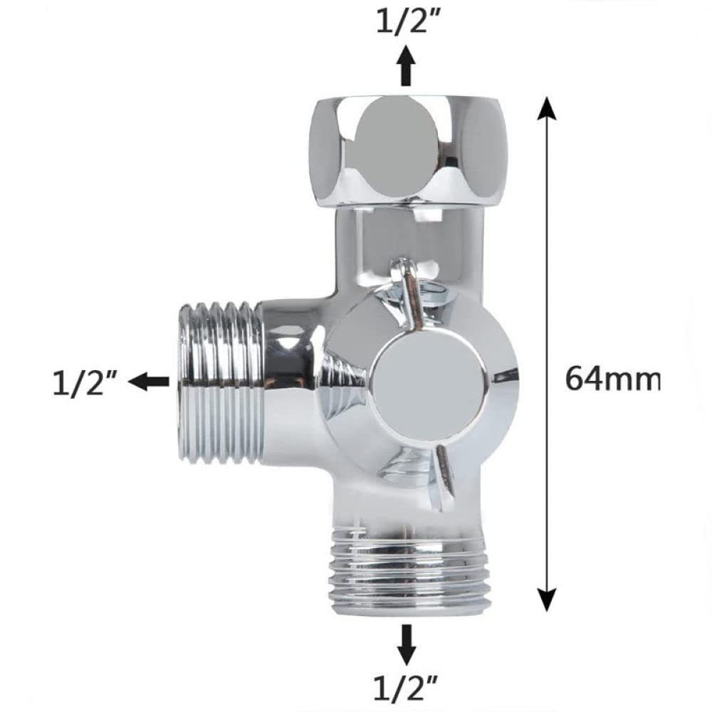 OTANA G1/2" Ducha Conector de Tres vías Válvula desviadora de latón Adaptador en Forma de T Separador de Agua Ajustable Grifo Divisor Piezas de baño,H