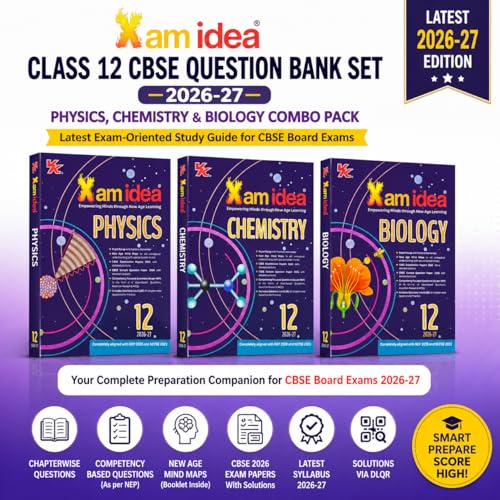 Image of Xam Idea Class 12 Science Board Exam Combo (Physics, Chemistry, Biology) For 2026-27 Session | Completely Aligned with NEP 2020 & NCFSE 2023 | ... Questions & Sample Papers (Set of 3 Books)