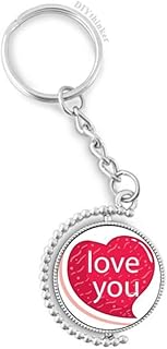 Rosa del corazón del día de San Valentín Amo rotativo Titular de la Clave Anillo de la Cadena