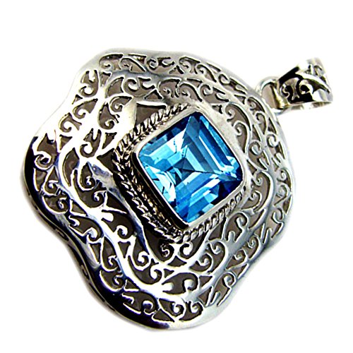 Topaze bleue pendentif argent 925 cadeau idéal anniversaire de décembre