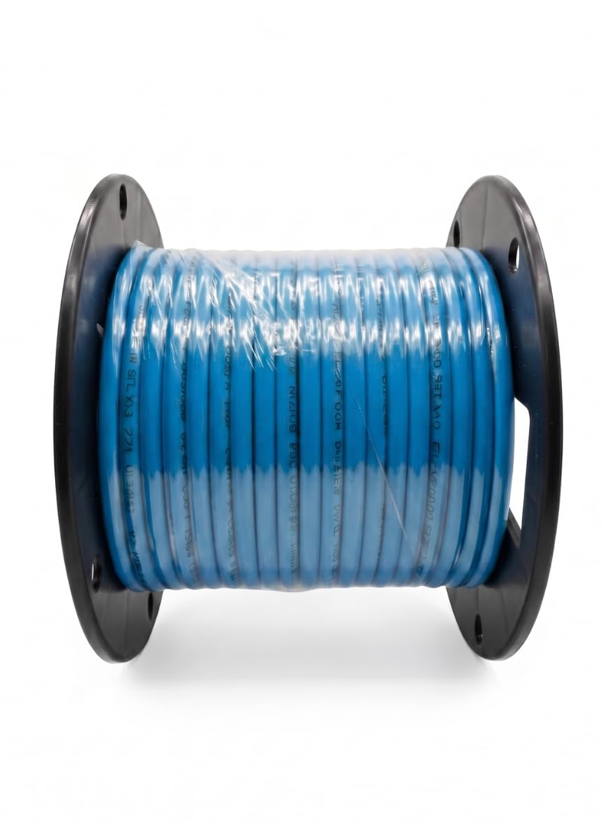 AiCat Cat5e Ethernet Cable 100ft Riser CMR - Insulated Solid Bare Copper Wire, PoE++(4PPoE) Cat5e Cable FastReel, 24 AWG, ETL & UL Listed - 350MHZ /Gigabit Speed, Unshielded UTP Network Cable - Blue