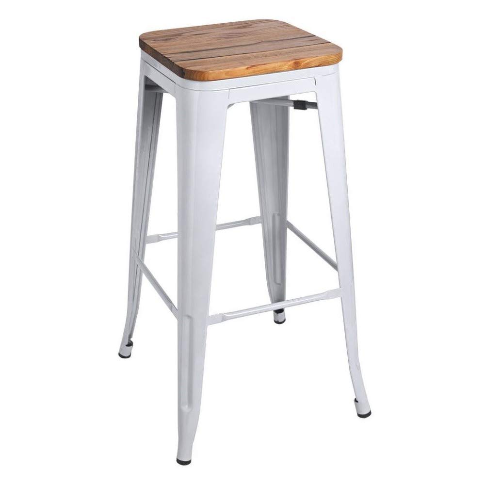 Regalos Miguel - Taburetes Altos - Taburete Torix Alto Madera Natural - Blanco