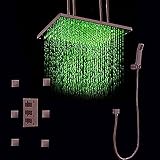Cascada Bathroom Shower Set with Luxury 20" Water Power LED Shower Head (Ceiling Mount) Rainfall, Re