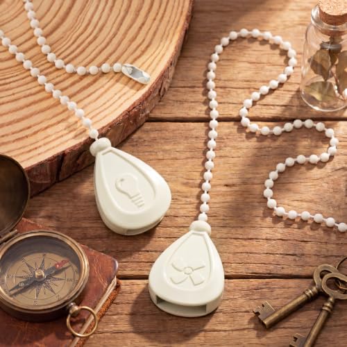 Image of Patelai 4 Pieces Ceiling Fan Pull Chain Extender Ornament 12 Inch Ceiling Pull Chain Extension Classic Drop Shaped Pendant Beaded Ball Cord for Fan light lamp decorative with Connector (Cream Color)