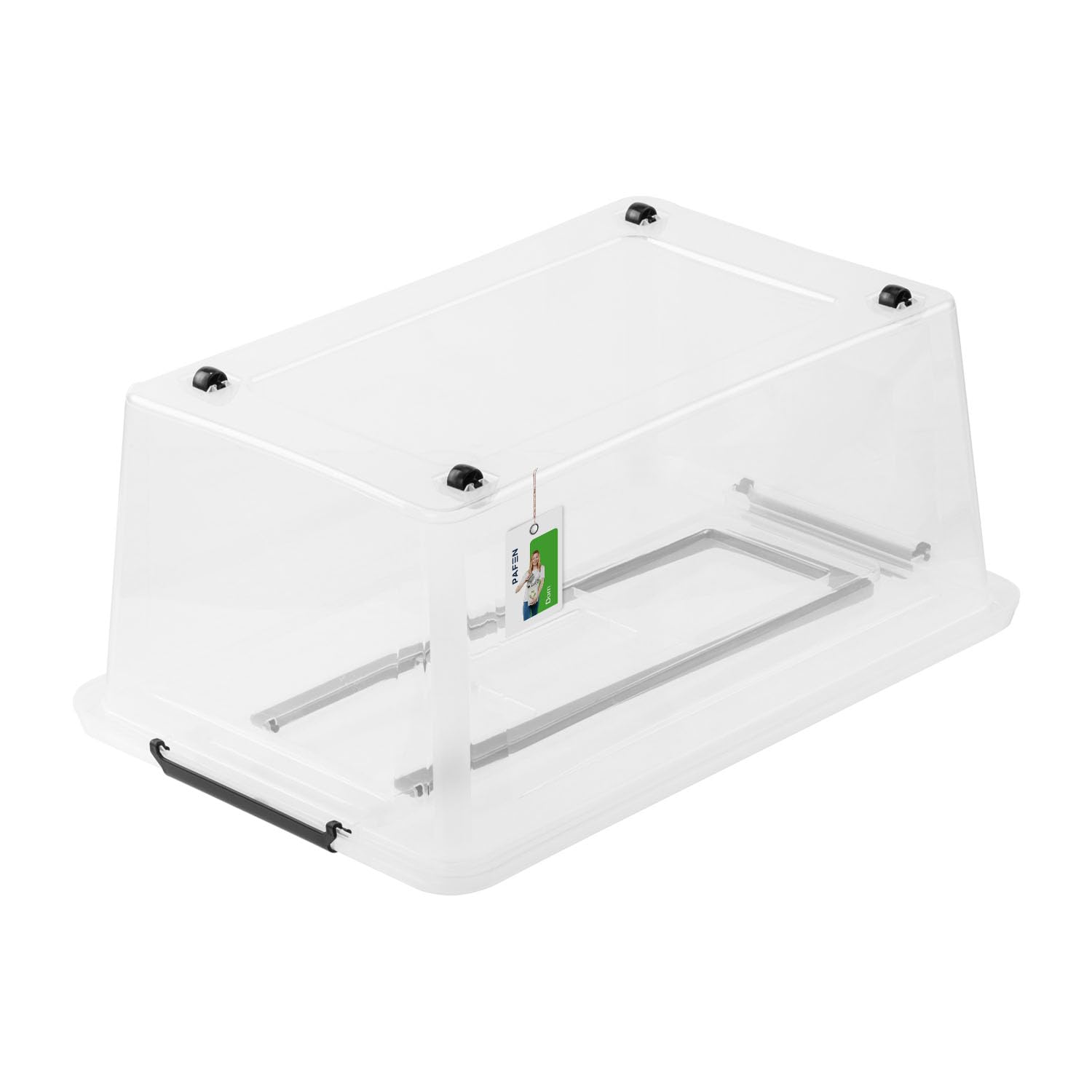 PAFEN 4x Unterbettkommode Aufbewahrungsbox 40L mit Rollen und Griff - 38,5 x 25 x 58 cm - Transparent Boxen Aufbewahrung Stapelboxen mit Verschlussclips Kunststoffbehälter