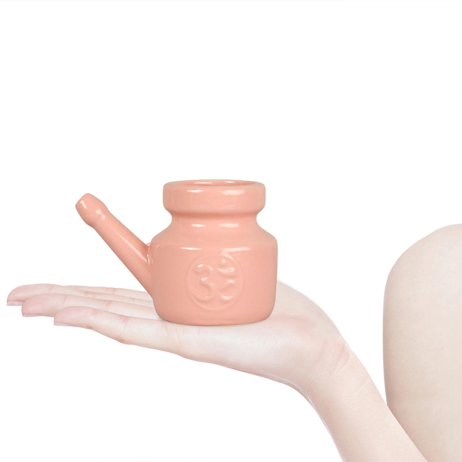 perfk Céramique Facile à Nettoyer Voyage Portable Nez Nettoyage Pot pour Nettoyage Nasal Rinçage Nasal Nez Lavage 350ml, Rose