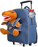 Toddler Luggage for Boys w Dinosaur Toys, Kids Rolling...