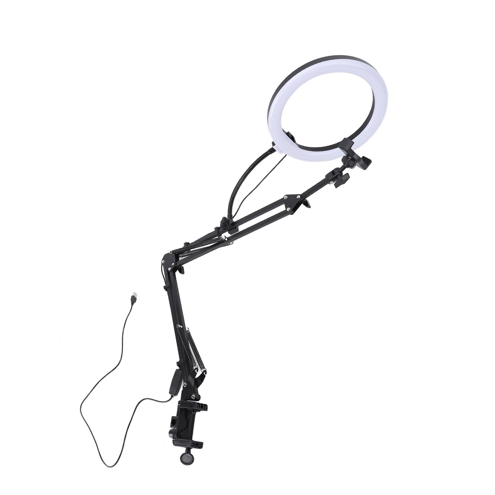 Lampa pierścieniowa 26 cm nad głową uchwyt na telefon 5 cm maksymalna grubość zacisku lampa pierścieniowa na biurko z zaciskiem do makijażu piękna gotowania wideo na żywo