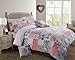 Produktbild Shabby Chic Patchwork Stitch Reversible Duvet Cover Bedding Set Pink, Single by Velosso