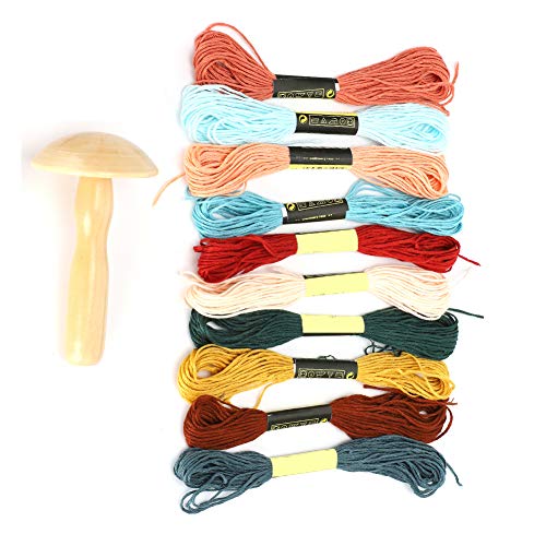 Wooden Darning Supplies Kit Tool for Patching Mushroom Sewing DIY Travel Home Craft Darning Wool - Image 2