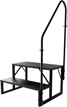 RV Steps with Handrails, RV Stairs 660 lbs Load Capacity, Step Ladder with Anti-Slip Panel, Mobile Home Stairs for Travel Trailers 2 Step