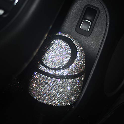 Image of Bling Rhinestone Auto Garbage Can Car Trash Can with Lid Mini Garbage Bin for Automotive Car, Home, Office, Kitchen, Bedroom (White)