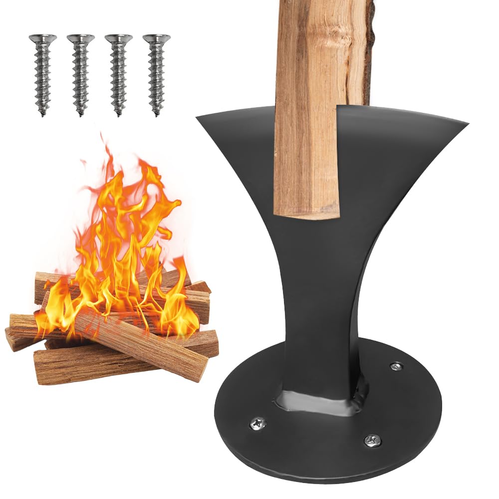 Fendeuse de Buches, Afenau Fendeur de Buches Manuel avec 4 Vis, Portable Fendeur de Bois de Chauffage, Fendeur D'allumage pour Petits Poêles à Bois, Cheminées et Foyers -- Noir
