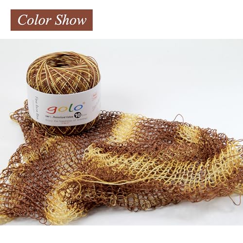 Image of golo Crochet Thread Size10 Yarn for Hand Knitting Lace Thread Brown-Yellow-D04