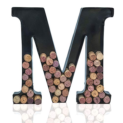 Made Easy Kit Metal Letter Wine Cork Keepsake Saver & Holder Monogram w/Free Wall Mount Kit A-Z (Letter M, Large) - Thumbnail 2