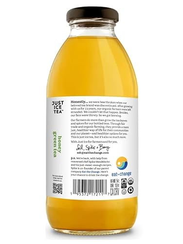 Just Ice Tea Organic Iced Tea, 16 Fl Oz Glass Bottles (Honey Green Tea, Pack Of 12) #TOP2