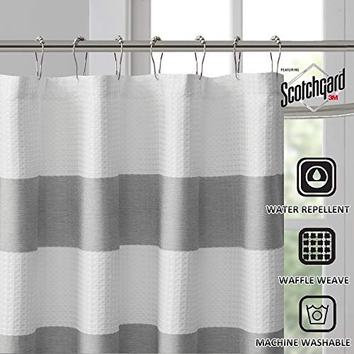 image for Madison Park Spa Waffle Shower Curtain Pieced Solid Microfiber Fabric 