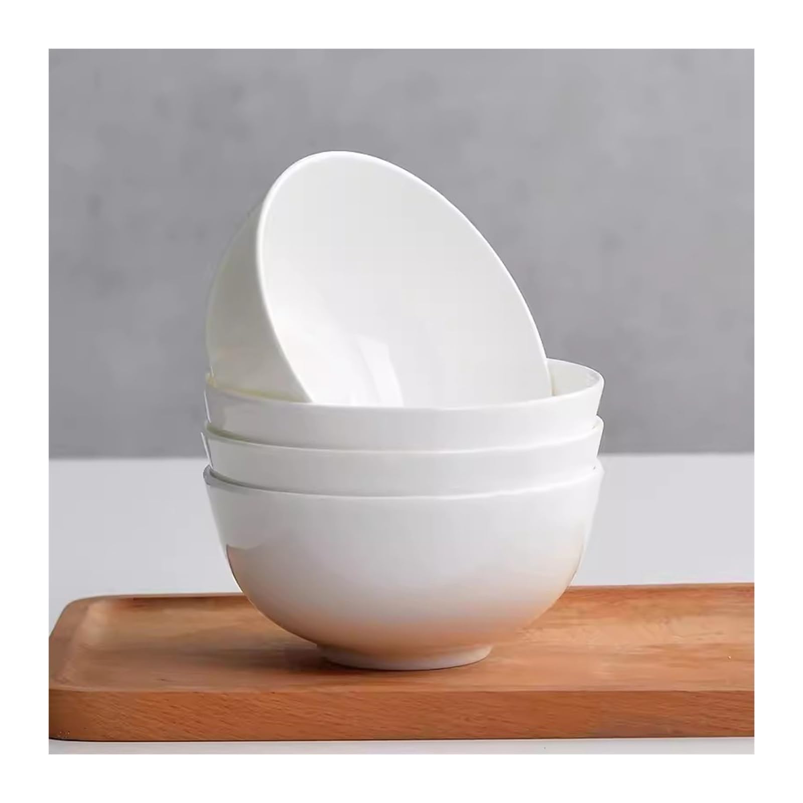 Lot de 4 bols à salade en porcelaine blanche - Bol à riz blanc - Bol à nouilles - Vaisselle en porcelaine blanche - Bols à soupe de cuisine (11,4 cm)
