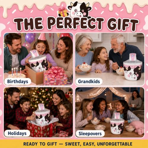 Image of Cow Electric Ice Cream Maker Machine for Kids - Countertop Soft Serve | A fun kids ice cream maker machine for homemade soft serve, sorbet, gelato & frozen yogurt. 1.2 qt small easy to use & clean