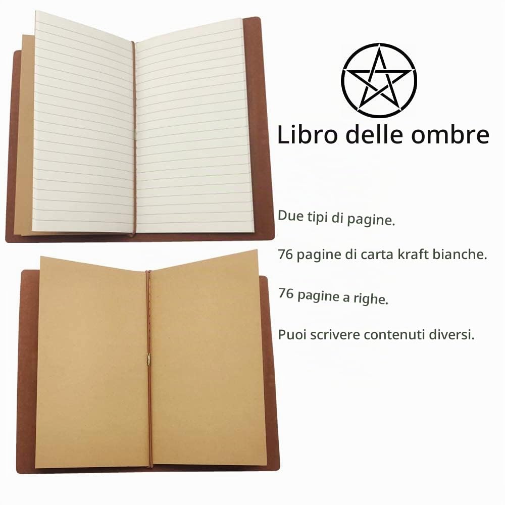 generico Witchcraft Kit - Una Scatola Vintage Include Set di Erbe e Bacchetta in Ottone e Set di Cristalli con Libro delle Ombre (Forniture per Altare Wicca)