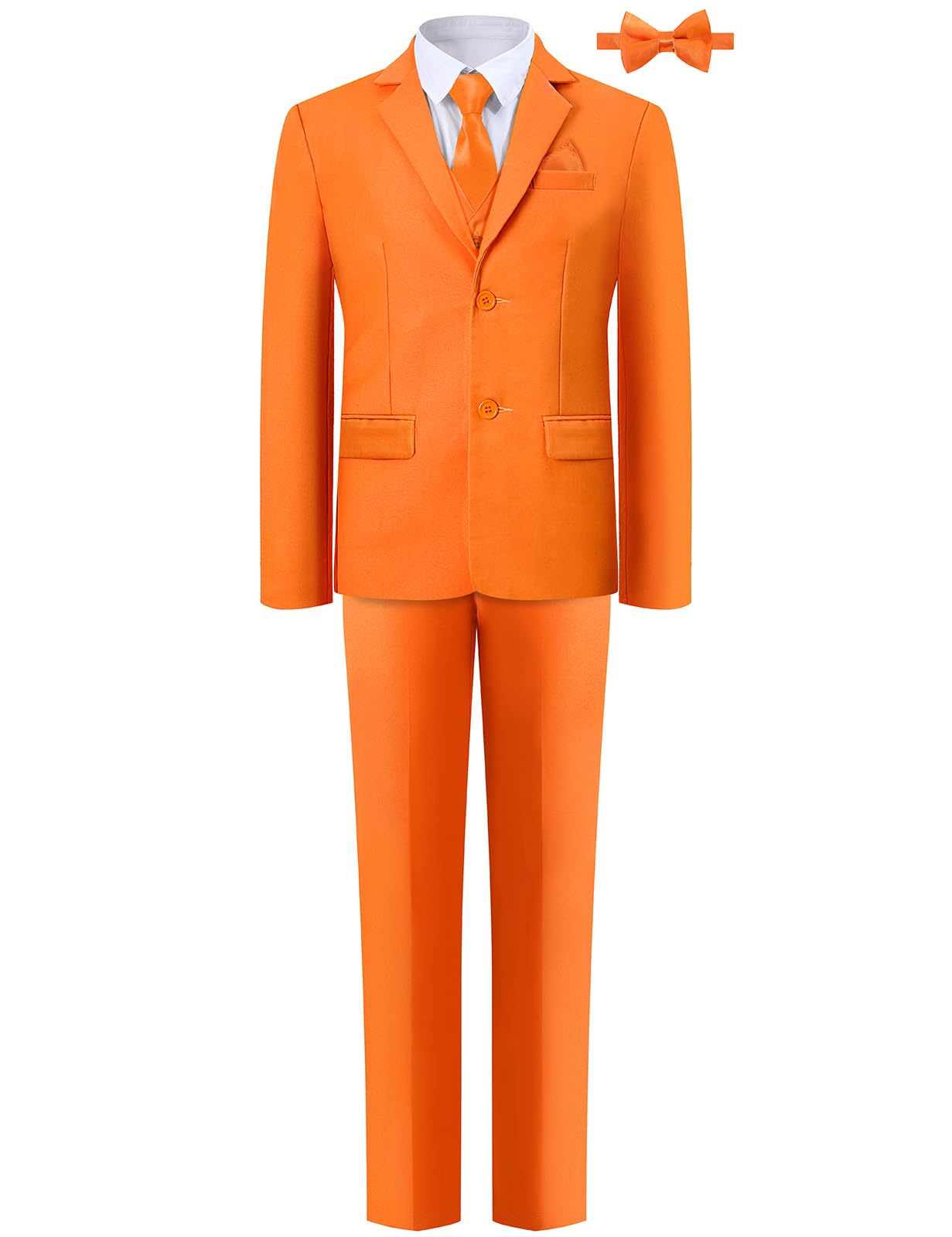 A&J DESIGNBoys 7-Piece Formal Suit Ring Bearer Outfit with Dress Shirt, Jacket, Vest, Pants, Tie, Bowtie and Pocket Square