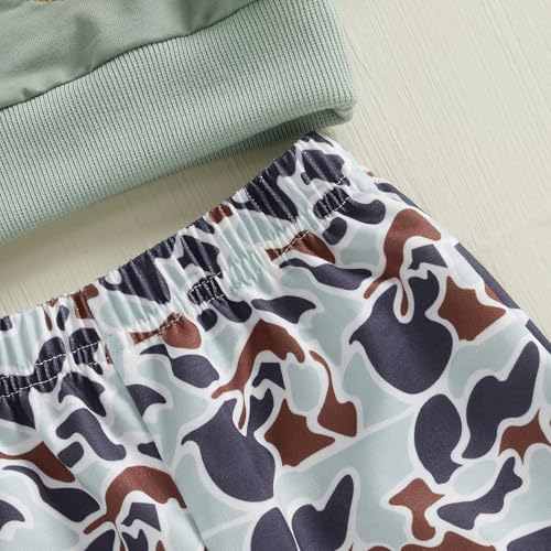 Toddler Baby Girl Boy Outfit Long Sleeve Mallard Duck Crewneck Sweatshirt Pullover Camouflage Pant Set Fall Winter4