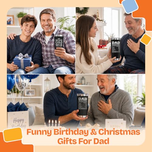 Image of NewEleven Fathers Day Gift For Dad - Birthday Gift For Dad From Kids - Birthday Present Ideas For Father, Husband, New Papa, Bonus Father From Daughter, Son - 20 Oz Tumbler