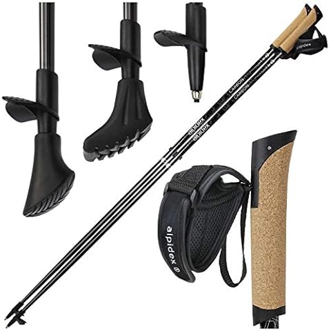 ALPIDEX Superleichter Carbon Nordic Walking Stock Stöcke für Damen und Herren Korkgriff Gummipuffer Cover