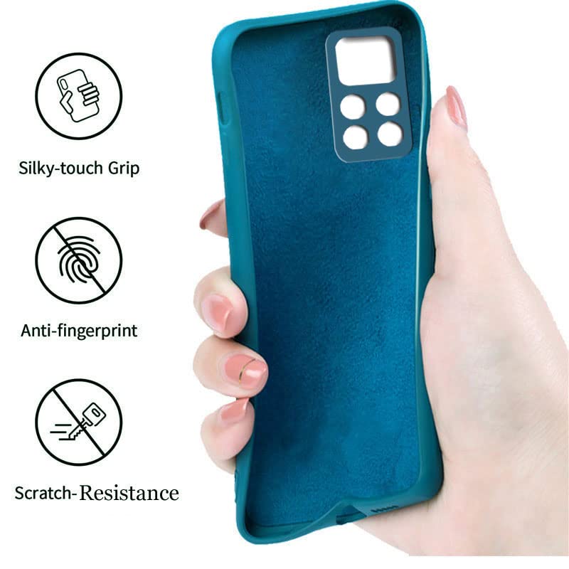 Image of A rtistque Liquid Silicone Matte Shockproof Flexible with Camera Protection Soft Back Cover Case for Mi Redmi Note 11 Pro /Pro Plus 5G - Blue