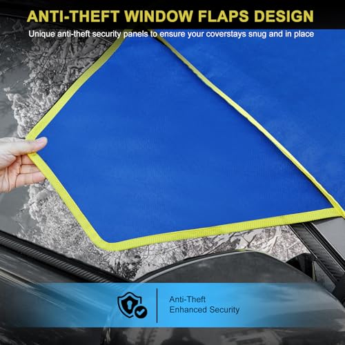 Image of Windshield Cover for Ice and Snow,【Premium Heavy Duty Durable Oxford Fabric for Super Protection!】 Windshield Snow Cover Against Frost with Panels & Straps, Fit for Most Cars, SUVs &Trucks (70 inchx 50 inch)