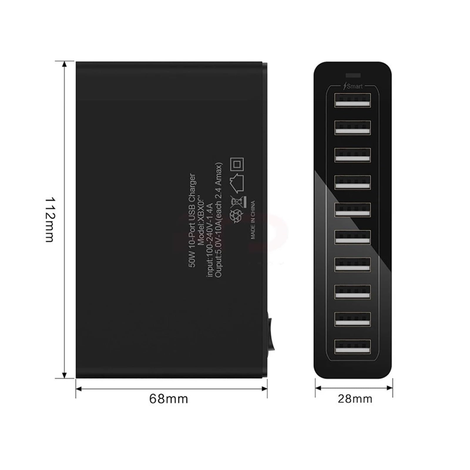Stacja ładowania USB 60 W 10-portowa ładowarka USB Stacja ładowania Stacja dokująca Wielofunkcyjna ładowarka USB Stacjonarna Ładowarka Telefonu Komórkowego (Kolor: BIAŁY)