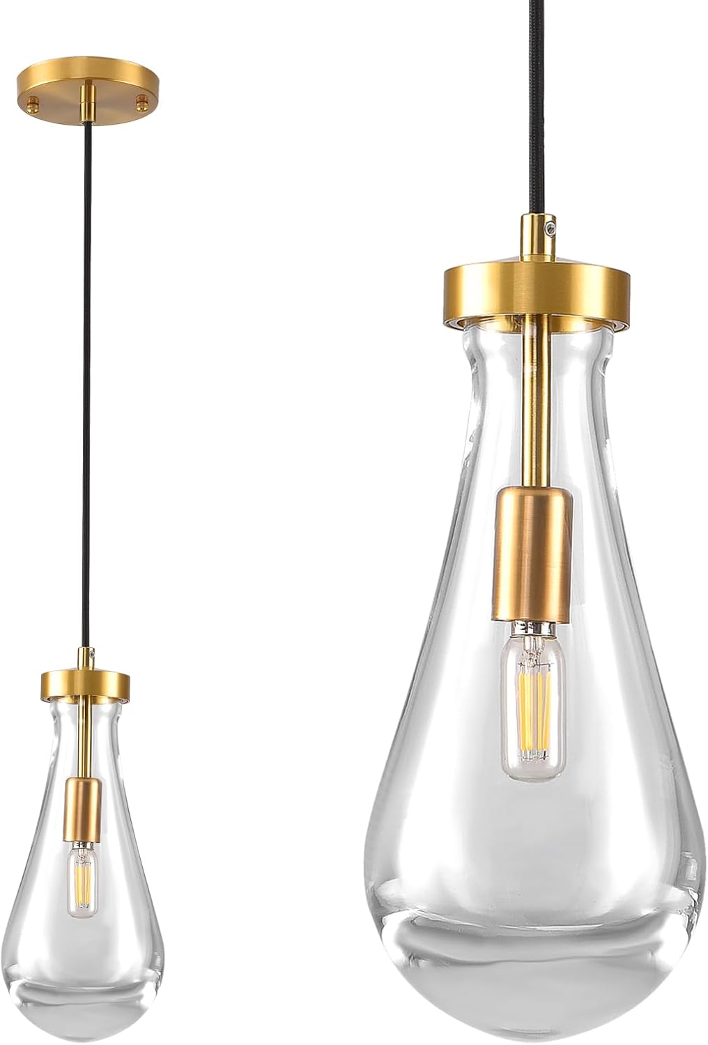 Wemily Pendant Lights Kitchen Island,Raindrop Chandelier,Gold Brass Pendant Light Bathroom ...