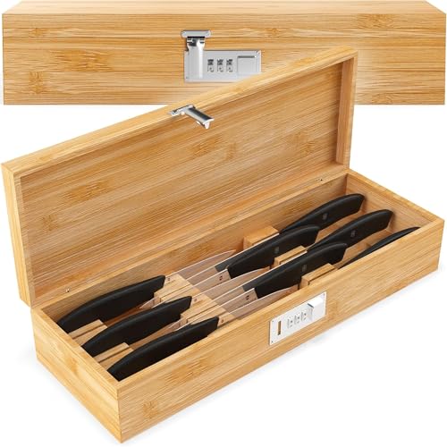 Upgraded Bamboo Locking Knife Box