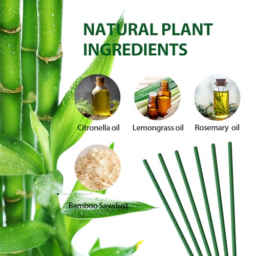 KICKOUTOR® Mosquito Repellent Outdoor Patio 120 PCS Citronella Oil Mosquito Incense Sticks Natural Organic Mosquito Barrier Mosquito Repeller for Backyard Travel Camping Indoors Gnat Mosquito Control