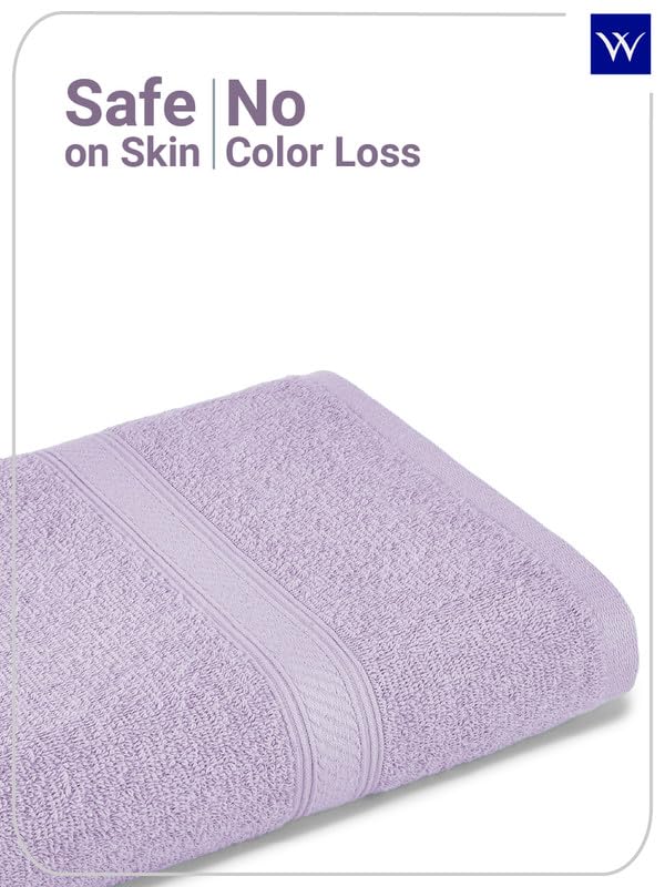 Image of Welspun Alpha 100% Cotton 420 GSM Dobby Weave Solid Premium Large Bath Towel | Super Absorbent, Quick Dry & Ultra Soft - 84 x 180 Cm - Light Violet