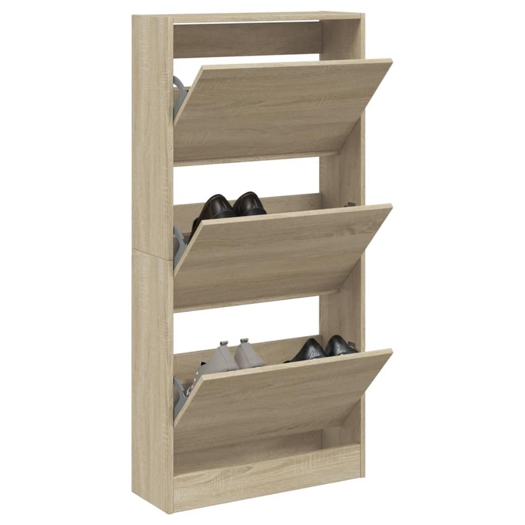 Zapatero de roble de 60 x 21 x 125 5 cm de madera de ingeniería nizador de almacenamiento de zapatos estante de almacenamiento de calzado muebles de pasillo para el hogar