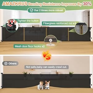 200'' Retractable Baby Gates Extra Wide,35" Tall Retractable Dog Gate for Doorways,Extra Long Retractable Baby Gate for Stairs,Kitchen,Indoor/Outdoor Retractable Gate with Fiberglass Reinforcement Rod
