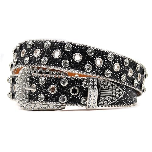 Generic Women's Faux Leather Belt Buckle Metal Medium Bling Mardi Gras Disco Metal Buckle Basic Rhinestone