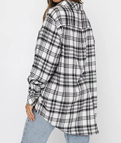 Image of Lacozy Womens Buffalo Plaid Flannel Shirt Long Sleeve Collar Button Down Blouses Tops