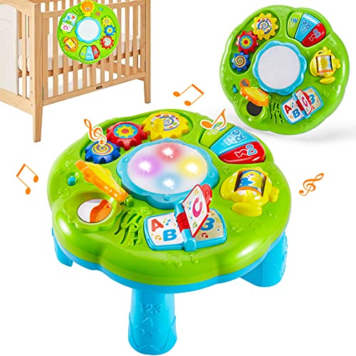 HERSITY Mesa de Actividades Tambor Juguetes Educativos Centro de Actividades Musical para Bebe 18 Meses