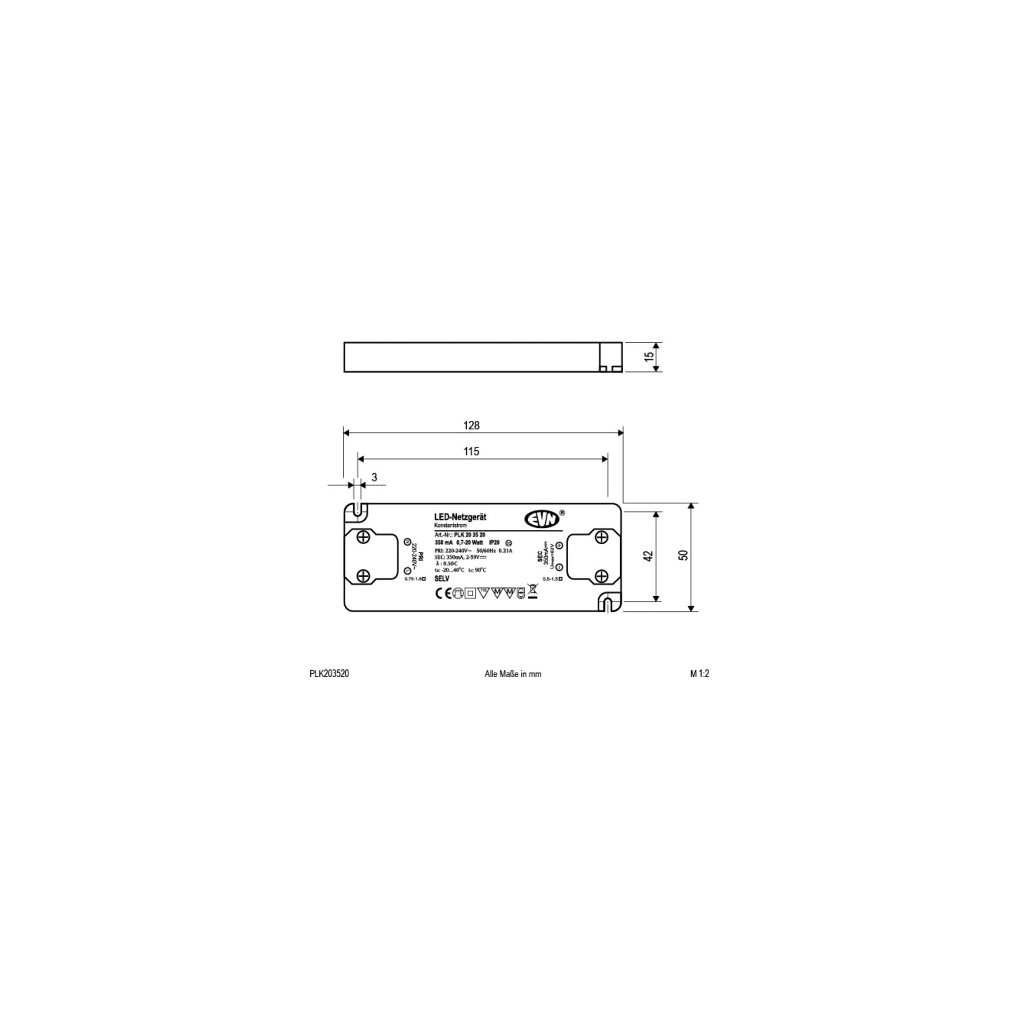 LED-Netzteil 350 mA IP20 0,7 – 20 W plk203520