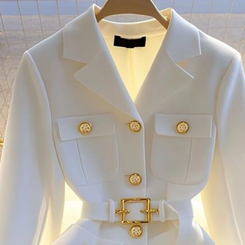 Blazer Donna,Blazer da Donna Elegante con Cintura, Capospalla Versatile, Giacca da Completo con Bottoni e Revers alla Moda