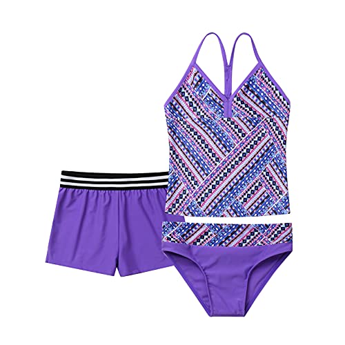 Kaerm Kids Girls Rash Guard Triangle Bikinis Tankini Sets Athletic Gym Dance Swimwear Swimsuit Purple 4 Years