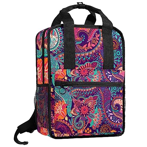 Sac à dos pour garçons violet multicolore 35.5x26x12 cm à motif cachemire tendance