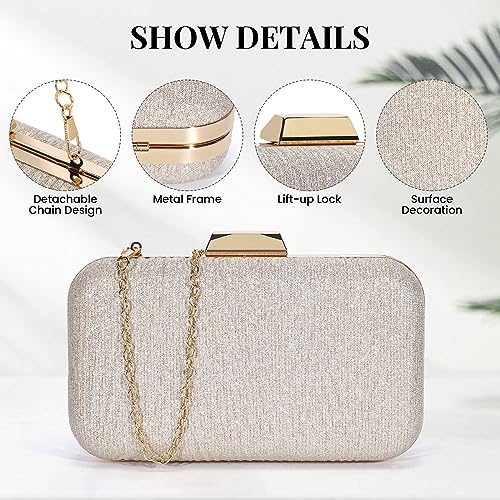 UBORSE Damen Clutch Abendttasche Glitter Handtasche Glänzend mit Kette Umhängetasche Modisch Elegant Schultertasche Portemonnaie Tasche für Cocktailparty Abendparty Tanzparty Geburtstag Hochzeit – Bild 5