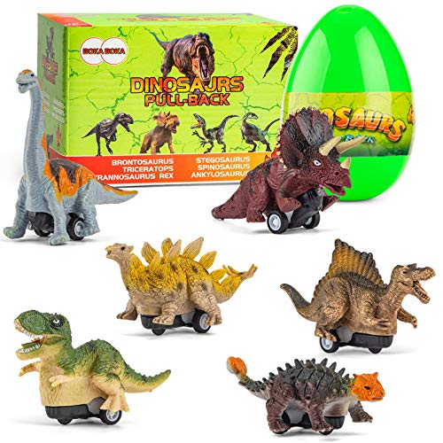 BOKABOKA 6 PCS Jumbo Dinosaur Toy,Dinosaur Pull Back Cars in Easter Egg for 3 4 5 6 7 8 Year Old Kids Boys Gril Toddlers,Realistic Looking Dinosaur for Party Favors Dinosaur Lovers (Special Edition)