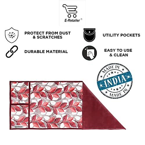 Image of Polyester 3-Layered Microwave Oven Top Cover With 4 Utility Pockets Suitable for Upto 30 Liter (Color- Pink, Size-36x14 Inches Inches)