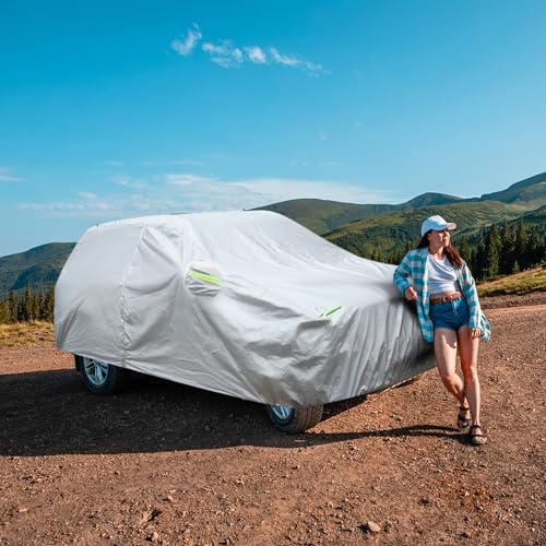 Image of Car Cover Custom Fit for Ford Explorer 1995-2026, Migaven Waterproof Full Exterior Cover Sun Rain Protection with Door Zipper and Cotton Lining, Silver