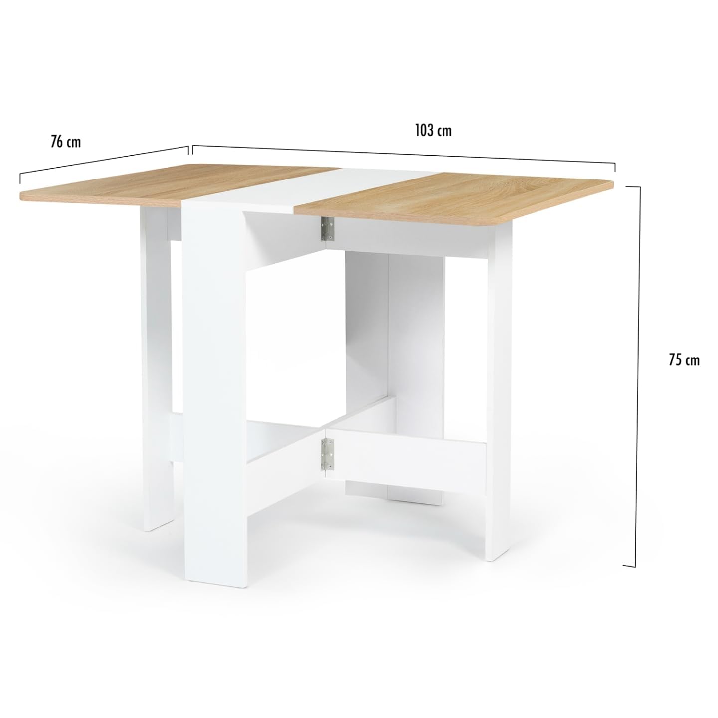 IDMarket EDI - Mesa plegable para 2-4 personas, de madera, color blanco, tablero de haya, 103 x 76 cm